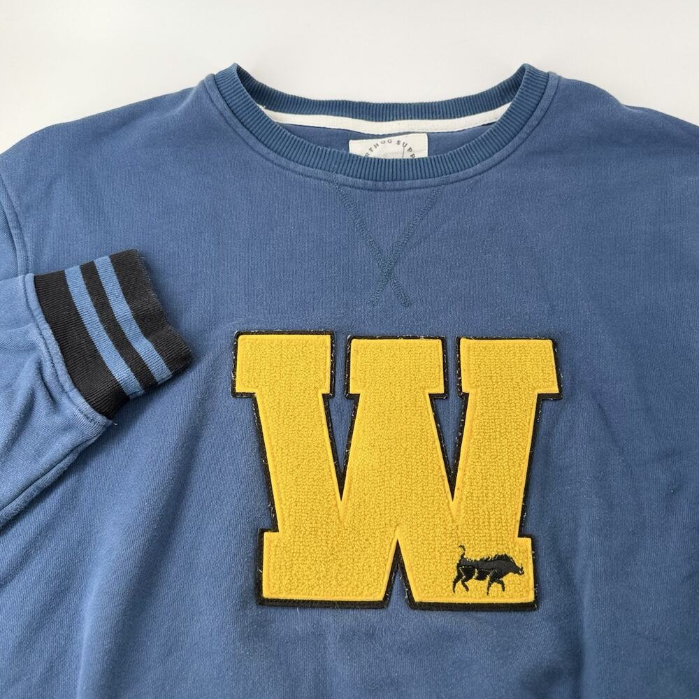 Britches Great Outdoors Warthog Varsity Sweatshirt Men M Vintage Style Blue Crew